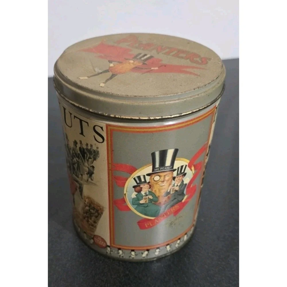 3pc Vintage Peanut Planters Wheat Thins Crayola‎ 80s Tin Lot Metal Cans Lids